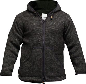 Shopoholic Fashion Shopoholc Fashion Plain Colors Fleece Lined Knitted Woolen Hooded Jacket/Jumper, Charcoal, S