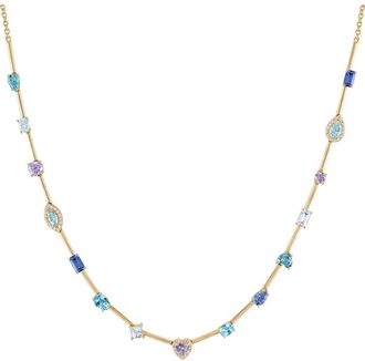 Eden Presley Rock Candy Necklace in Yellow Gold - Blue at Nordstrom, Size 16