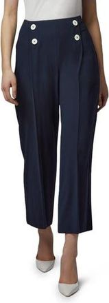 L.k. Bennett Parker Button Detail Crop Straight Leg Trousers in Midnight at Nordstrom Rack, Size 14 Us / 18 Uk