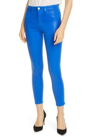 L'agence Margot Coated Crop Skinny Jeans in Riviera Blue Coated at Nordstrom Rack, Size 25