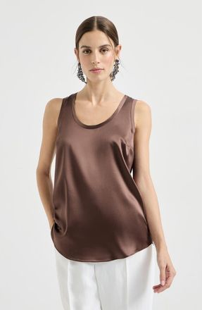 Brunello Cucinelli Satin top in Brown at Nordstrom, Size 3X-Large Eu