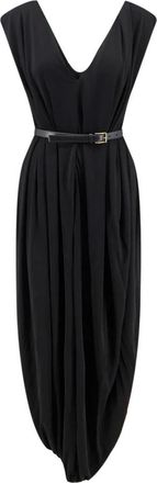 Loewe Jurk van Viscose met Draping - Dames - Casual kleedjes - Zwart - S - Leer - Kleedjes