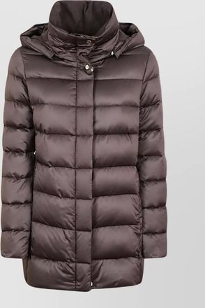 Moorer silk blend longline quilted hooded puffer jacket