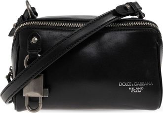 Dolce & Gabbana Lock Schoudertas - Heren - Schoudertassen - Zwart - ONE Size - Leer - Tassen