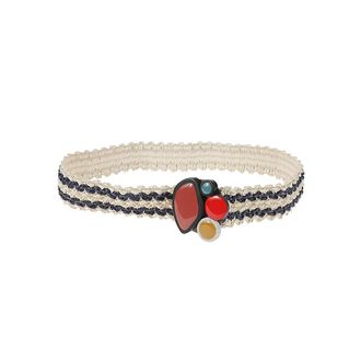 Exquisite J Accessoires, Dames, Beige, M, Gestreepte Raffia Riem - Beige