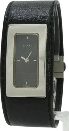 Gucci Pre-owned Stainless Steel Quartz 7800S - Dames - Vintage Horloges - Zwart - ONE Size - Leer - Vintage