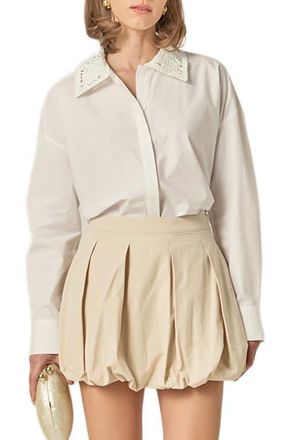 English Factory Crochet Collar Shirt in White at Nordstrom, Size X-Small