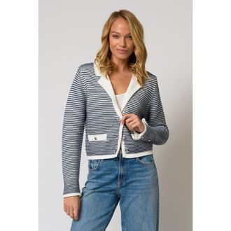 Central Park West Coen Garter Stripe Jacket in Navy Stripe at Nordstrom, Size X-Small