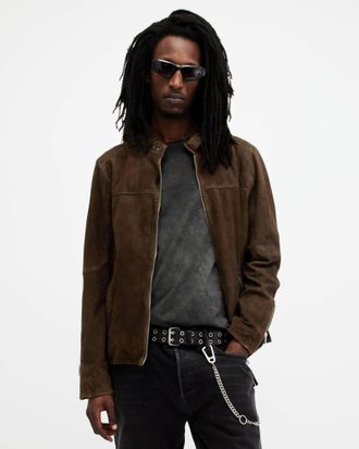 AllSaints Suede Cora Suede Snap Back Collar Jacket, Size: XS