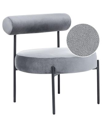 Beliani Sill&oacute;n terciopelo gris