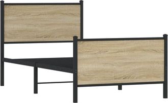 vidaXL Estructura de cama sin colchón metal roble Sonoma 80x200 cm vidaXL