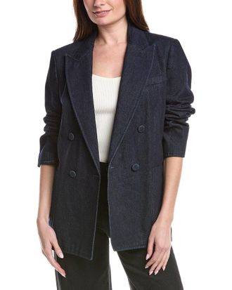 Reiss Maya Double-Breasted Denim Blazer