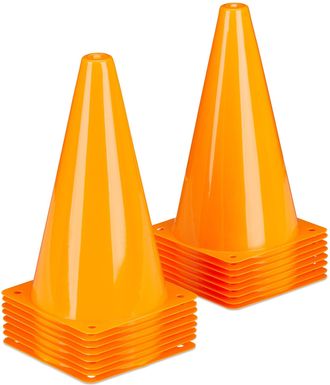 Relaxdays Relaxdays Pack 16 Conos De Entrenamiento, Pilones Se&ntilde;alizaci&oacute;n, Marcadores De Entrenamiento F&uacute;tbol, 23 Cm, Naranja
