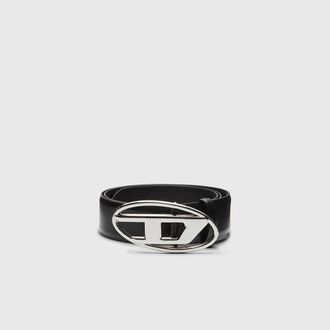 Diesel 4cm Leather belt with Oval D buckle - Belts - Man - Black