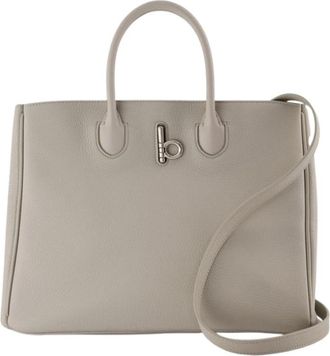 Burberry Grijze Leren Rocking Horse Winkelmand - Dames - Handtassen - Grijs - ONE Size - Leer - Tassen