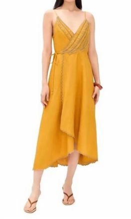 Farm Rio Bananas Midi Wrap Dress In Yellow