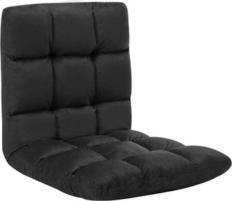 vidaXL Tumbona de suelo plegable microfibra negra Vidaxl