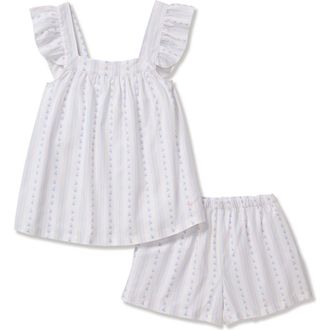 Petite Plume Clara Cotton Twill Short Pajamas in White at Nordstrom, Size X-Small