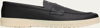 Prada Mens Alphabet Deerskin Rubber-Sole Penny Loafers