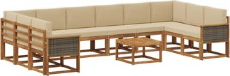 vidaXL Conjunto De Sof&aacute;s De Exterior 11 Uds. Natural Y Beige Vidaxl