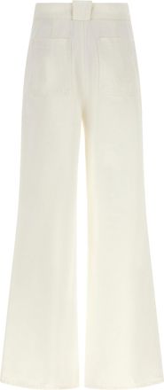 Max Mara Wide-Leg Cotton Trousers - Cream