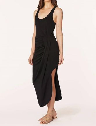 bobi Pleated Skirt Tank Dress In Black