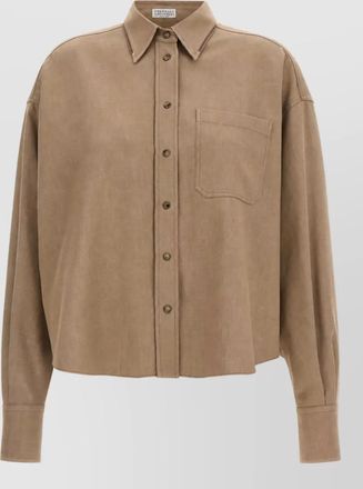 Brunello Cucinelli shiny collar denim shirt