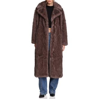 Avec Les Filles Faux Fur Longline Coat in Espresso Mink at Nordstrom Rack, Size Medium