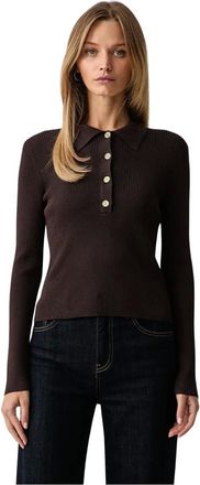 Michael Kors Polo a maniche lunghe con bottoni - - Knitwear - Donna - Marrone - S