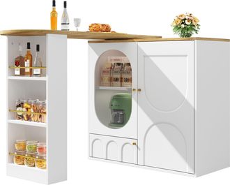 STILVORA Carrito De Cocina Con 3 Puertas Y Mesa Giratoria 360&deg;, Toallero Y Especiero, Para Cocina, 138x39x105 Cm