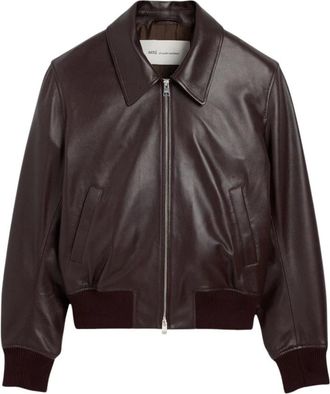 Ami Leren Bomberjack met Rits - Heren - Bomber jackets - Bruin - L - Katoen - Jassen