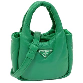 Prada Pre-owned Leren Handtas - Dames - Pre-owned - Groen - Maat: ONE Size Leer