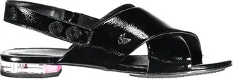 Calvin Klein Platte Gekruiste Voorkant Sandaal Zwart - Dames - Sandalen - Zwart - 37 EU - Schoenen
