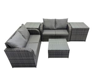 Fimous Love Sofa Square Coffee Table Set with 2 Side Tables Dark Grey Mixed
