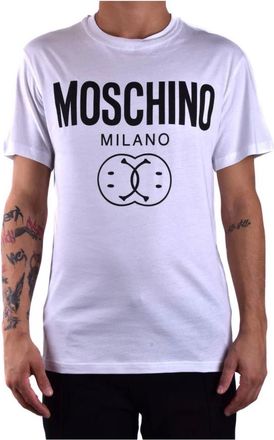 Moschino Tops, Heren, Wit, L, Katoen, Gedrukt wit T-shirt herfst/winter