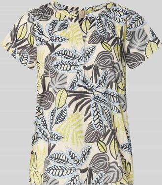 Soyaconcept Relaxed Fit T-Shirt mit floralem Allover-Print in Hellblau, Gr&ouml;&szlig;e XXL