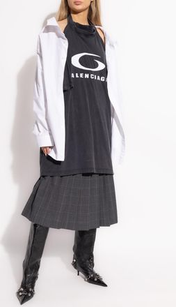 Balenciaga Dress With Crumple Effect, Womens, Black