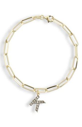 Meshmerise Diamond Initial Charm Bracelet in Yellow-K at Nordstrom Rack
