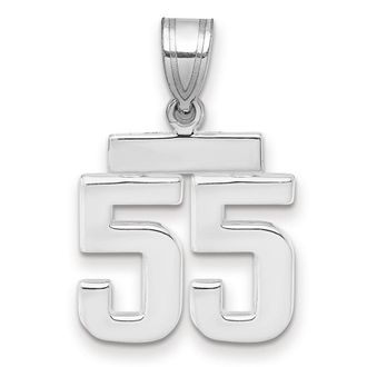 Diamond2Deal 14k White Gold Small Polished Number 55 Charm Pendant