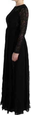 Dolce & Gabbana Womens Black Floral Lace Sheath Silk Dress