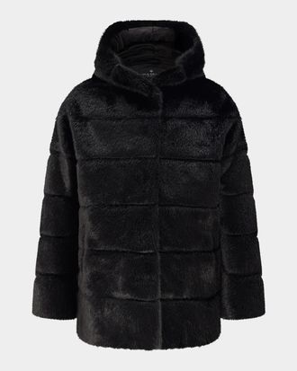 Gorski Horizontal Faux-Fur Hooded Jacket