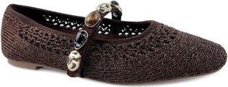 Kenneth Cole Zeta Stones Embellished Knit Ballet Flat in Brown Knit at Nordstrom, Size 9.5