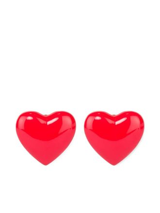Moschino heart-motif clip-on earrings - women - Brass/Zamak/Enamel - One Size - Red