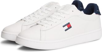 Tommy Jeans Sneaker TOMMY JEANS ARCHIVE 98, Herren, Gr. 40, weiss (wei&szlig;, blau), Nappaleder, Textil, unifarben mit Farbeinsatz, Schuhe Sneaker, Freizeitschuh, Stre