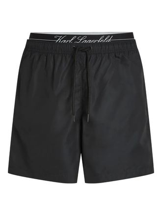 Karl Lagerfeld double-waistband swim shorts - men - Polyester - S - Black