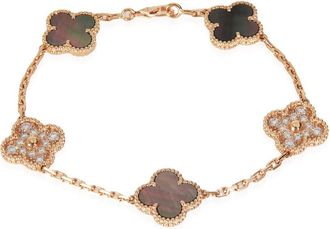 Van Cleef & Arpels Pre-Owned Van Cleef & Arpels Rose Gold Mother Of Pearl & Diamond Alhambra Bracelet
