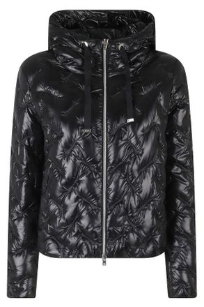 Herno Black High Neck Drawstring Double-Slider Zip Polyamide Down Jacket