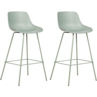 Beliani Set di 2 sedie da bar Sgabelli da bar altezza banco Seduta in plastica Gambe in metallo Verde Chiaro Emmet