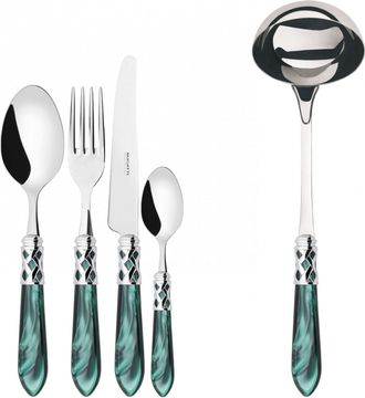 Bugatti Aladdin Ghiera Cromata, Posate Set 49 Pz, Scatola Weng&egrave;, Casa Bugatti - Colore: Verde