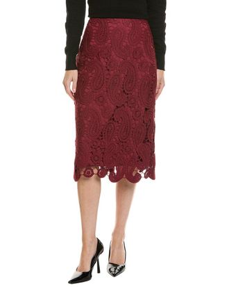 Gracia Paisley Lace Midi Pencil Skirt